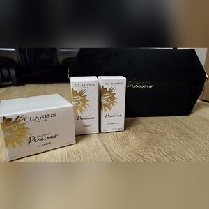 Clarins 4 Pc Precious Skincare Set New Release Cream, Serum, Eye Cream Travel